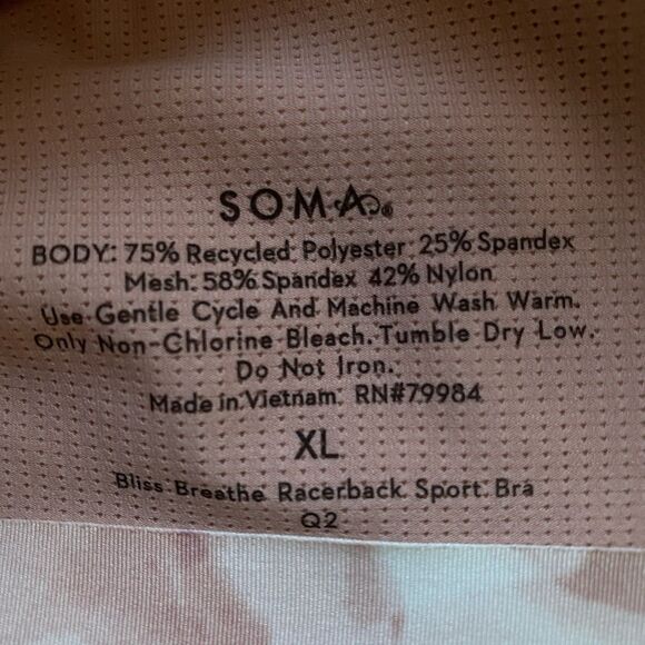 Soma Lot of 2 Sports Bra XL Bliss Breathe Racerback Pink Gray Seamless - Picture 8 of 8